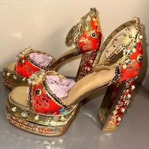 Azalea Wang Shoes Azalea Wang Embellished Cici Chunky Heal Poshmark